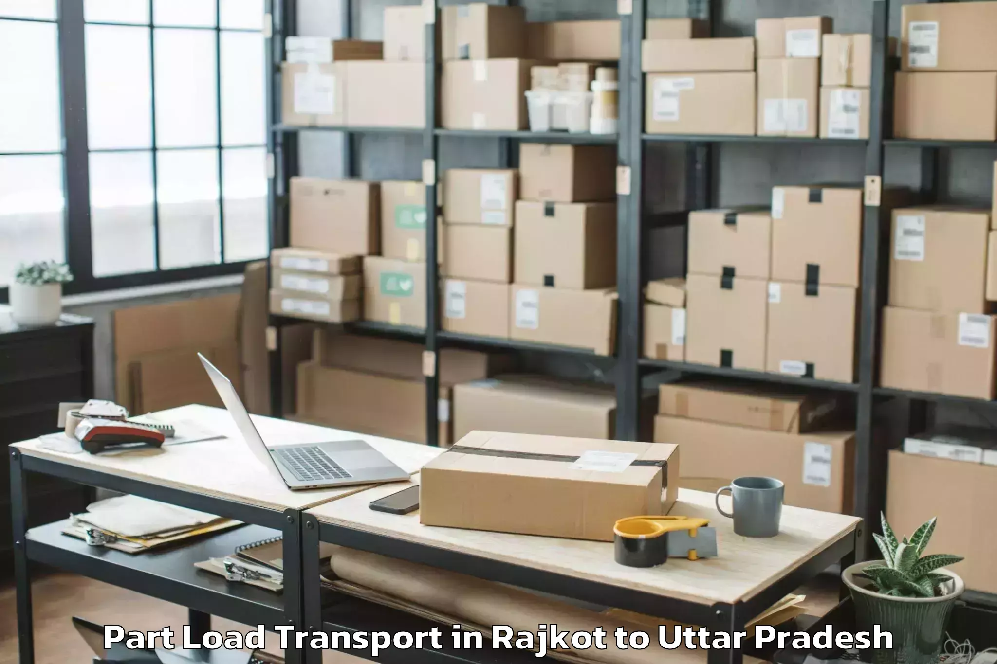 Professional Rajkot to Jagadguru Rambhadracharya Hand Part Load Transport